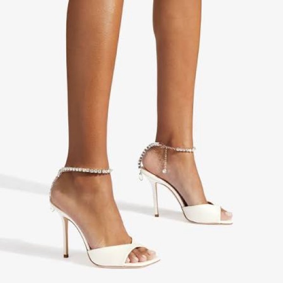 Jimmy Choo Saeda 100 crystal-embellished satin sandals - Picture 2 of 8